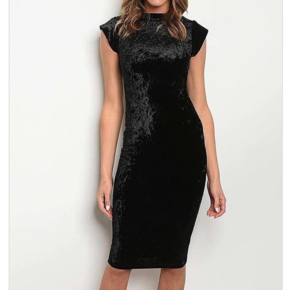 Black Velvet Midi Dress